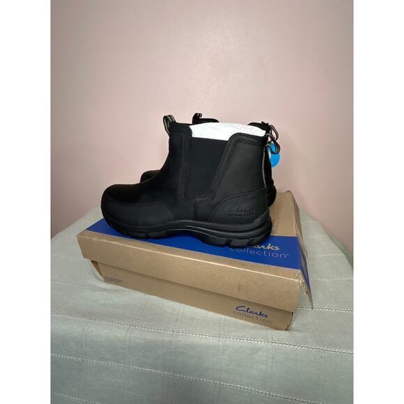 Clarks Men\'s Walpath Easy Chelsea Boot Black Leather Size 12 W Waterproof New main image 12